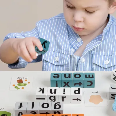 Montessori Learning Alphabet Blocks Spelling Game with Bell